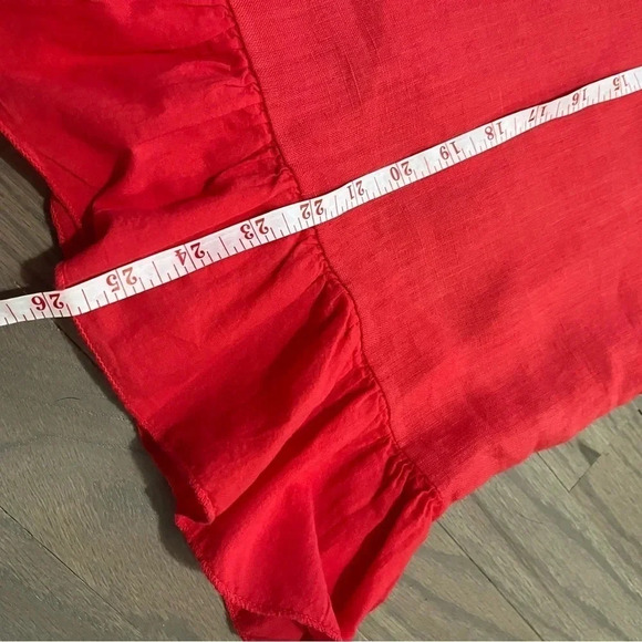 TERZO MILLENIO 100% Linen Women’s Red Top. Ruffle hem. Excellent condition! S - Picture 6 of 7